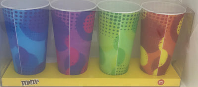 M&M's World Lenticular 24oz 3-D Cup Tumbler Set of 4 New with Box