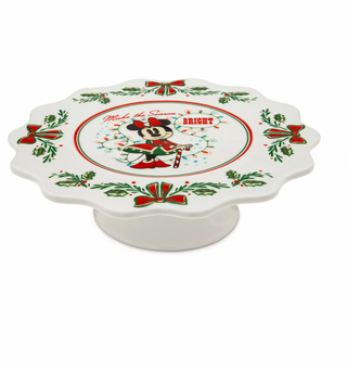 Disney Retro Make the Season Bright Minnie Christmas Cake Stand New