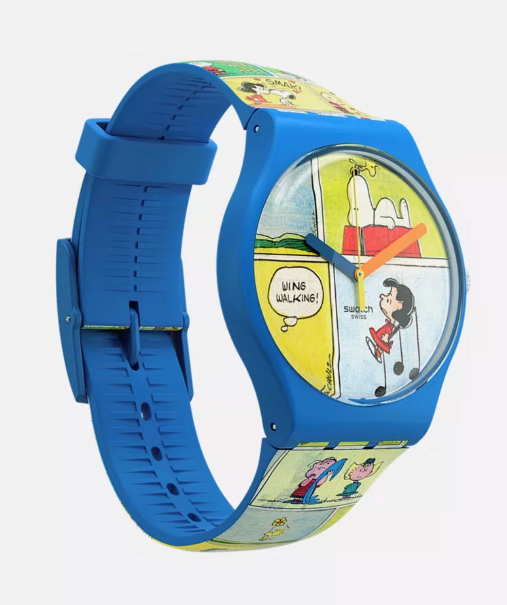 Swatch X Peanuts Smak Watch Snoopy Linus Lucy Comic Strip New with Box