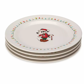 Disney String Lights Mickey Minnie Donald Goofy Christmas Plate Set of 4 New