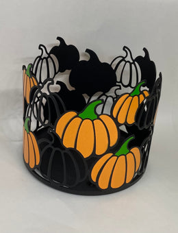 Bath and Body Works 2021 Halloween Orange Black Pumpkin 3 Wick Candle Holder New