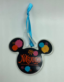 Disney Parks Epcot Mexico Mickey Icon Ceramic Disc Christmas Ornament New Tag