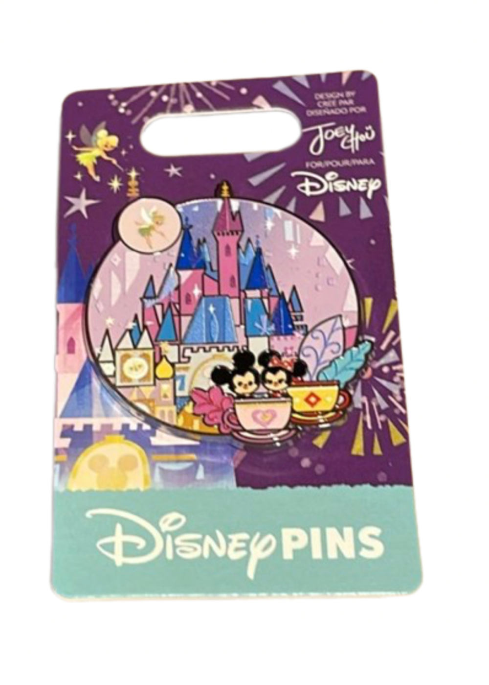 Disney Parks Joey Chou Mickey Minnie Small World Tea Cups Pin New with Card