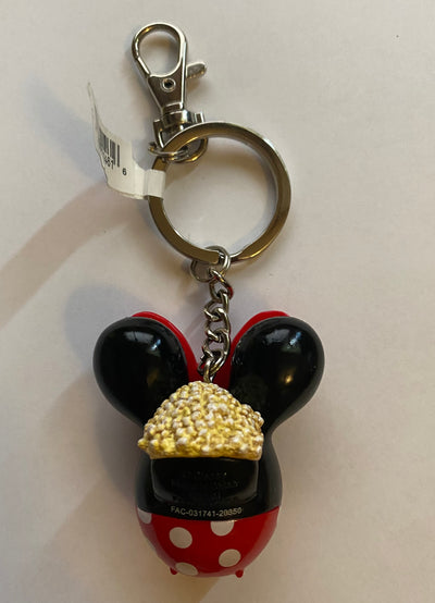 Disney Parks Minnie Ears Bow Popcorn Bucket Balloon Keychain New with Tag