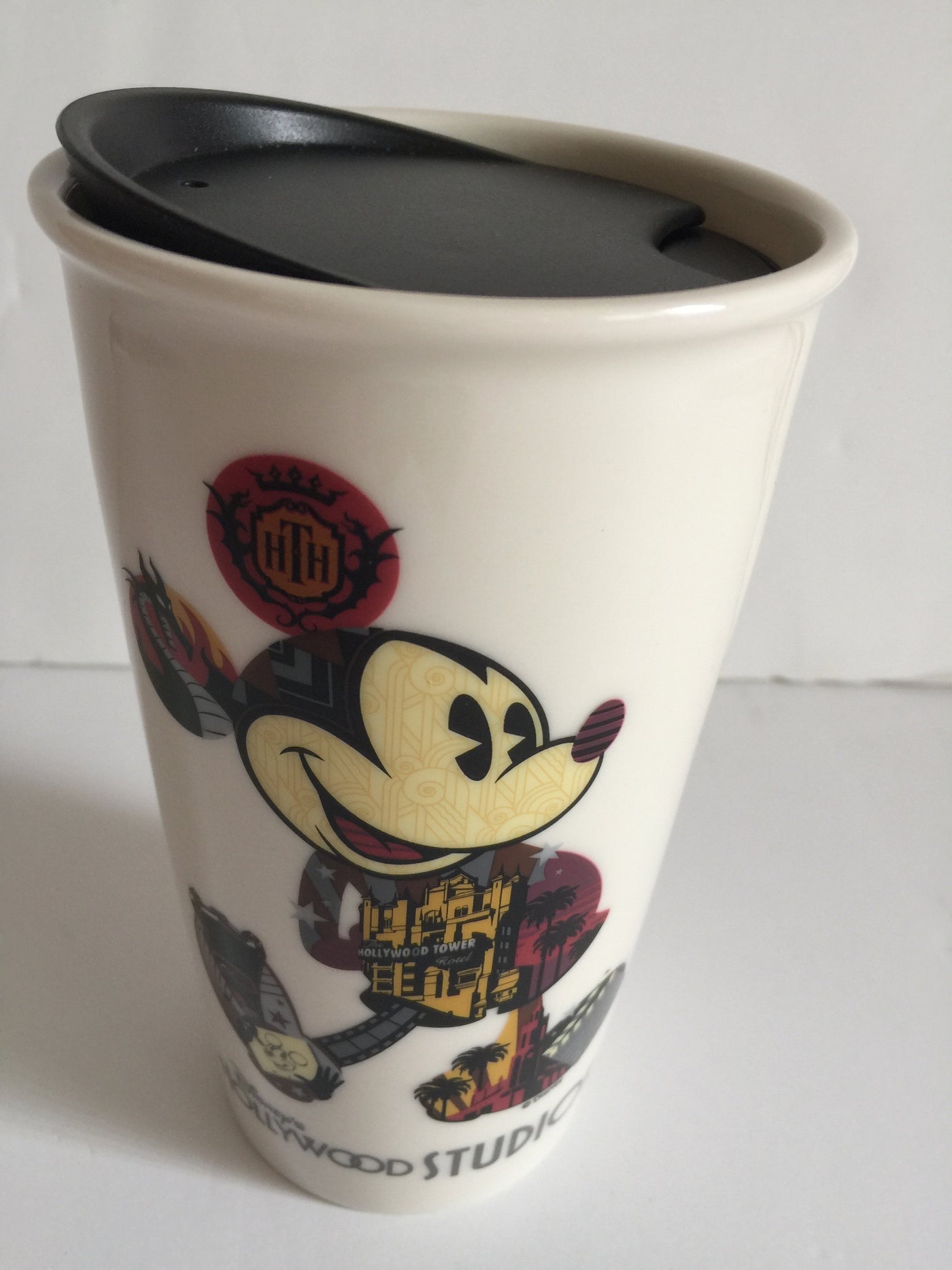 Disney Parks Starbucks Mickey Hollywood Ceramic Coffee Tumbler Travel Mug New