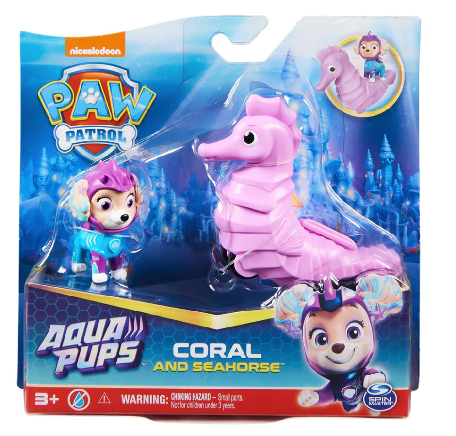 Paw Patrol Aqua Pups Skye Coral and Seahorse Figure Toy New With Box