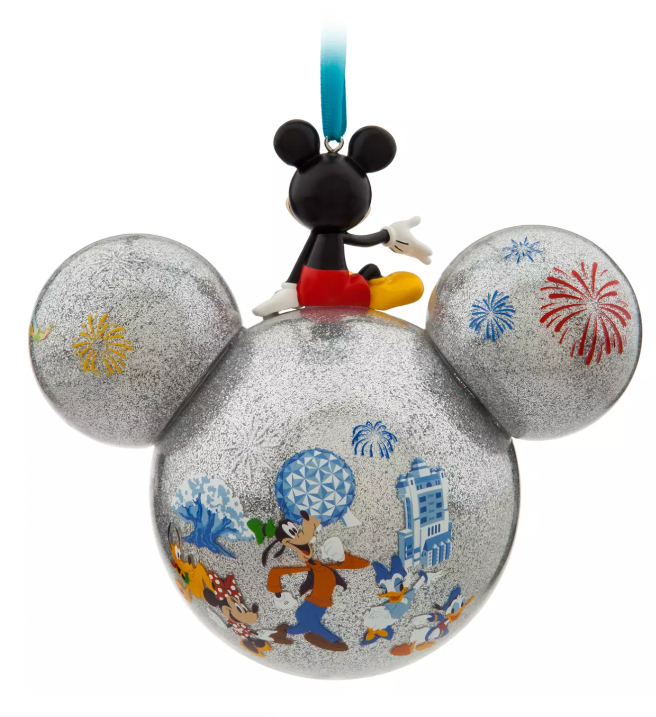 Disney Walt Disney World 2022 Mickey Icon Glass Christmas Ball Ornament New Tag