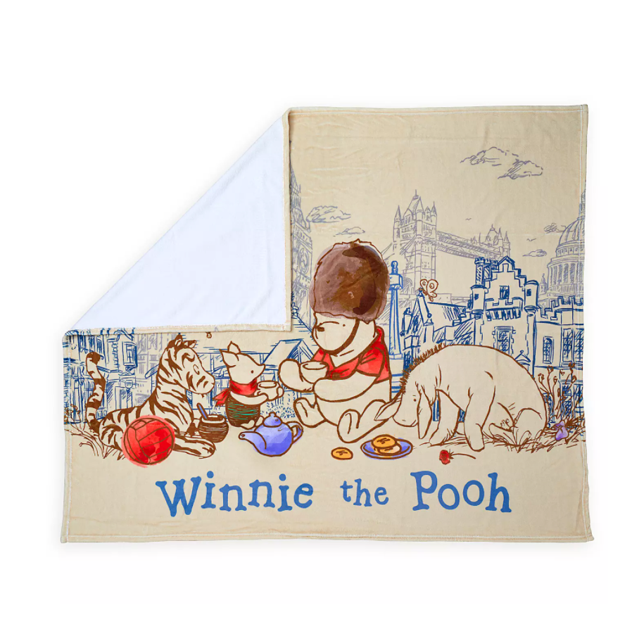 Disney Parks Epcot United Kingdom Winnie the Pooh Pals Classic Throw Blanket New