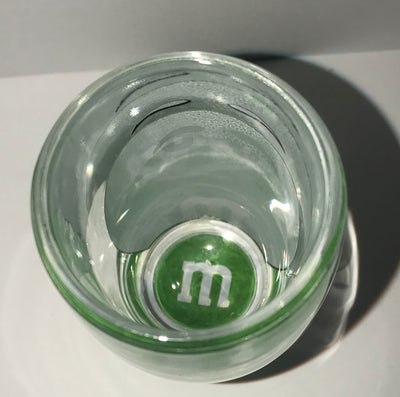 M&M's World Green Big Face Clear Shot Glass New