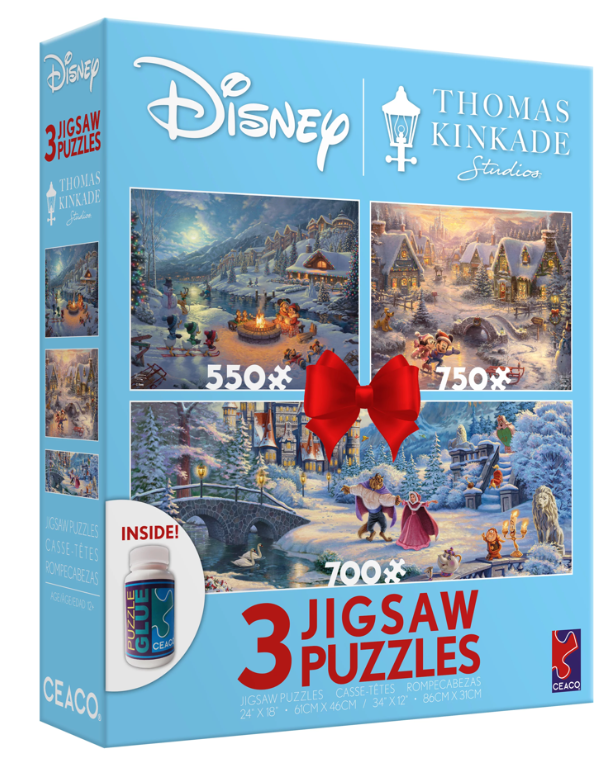 Disney Thomas Kinkade 3 Jigsaw Puzzles Christmas Holiday New With Box