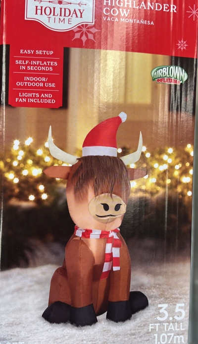 Holiday Time Highlander Cow Indoor/Outdoor Airblown Inflatable New With Box