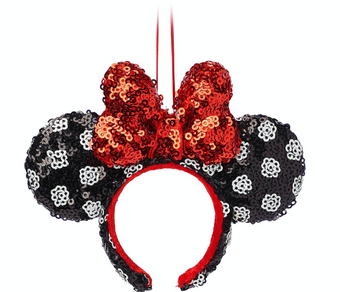 Disney Parks Minnie Silver Polka Dot Sequin Ear Headband Ornament New with Tag
