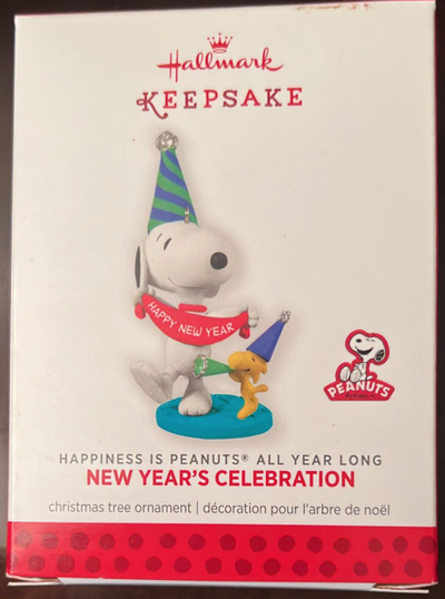 Hallmark Peanuts New Year's Celebration Snoopy Christmas Ornament New With Box