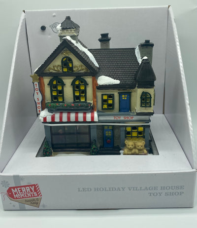 Merry Moments Led Lighted Christmas Holiday Village House Toy Shop New with Box