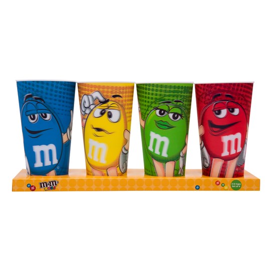 M&M's World Characters Lenticular 24oz Cup Set of 4 New with Box
