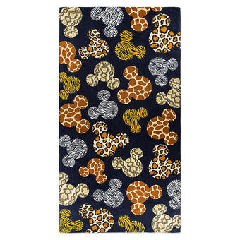 Disney Parks Animal Kingdom Mickey Icon Animal Print Beach Towel New with Tags