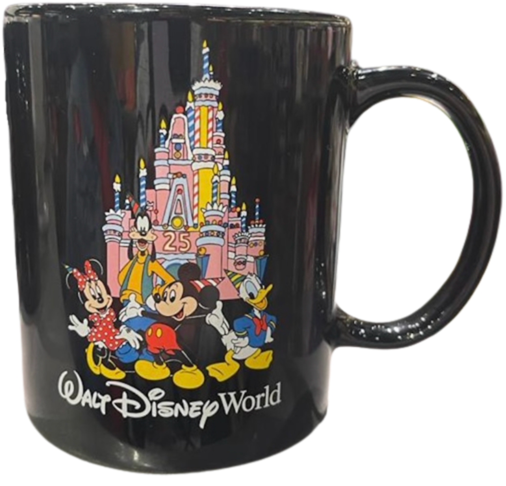 Disney Walt Disney World 25th Anniversary Castle Cake Mickey Friends Mug New