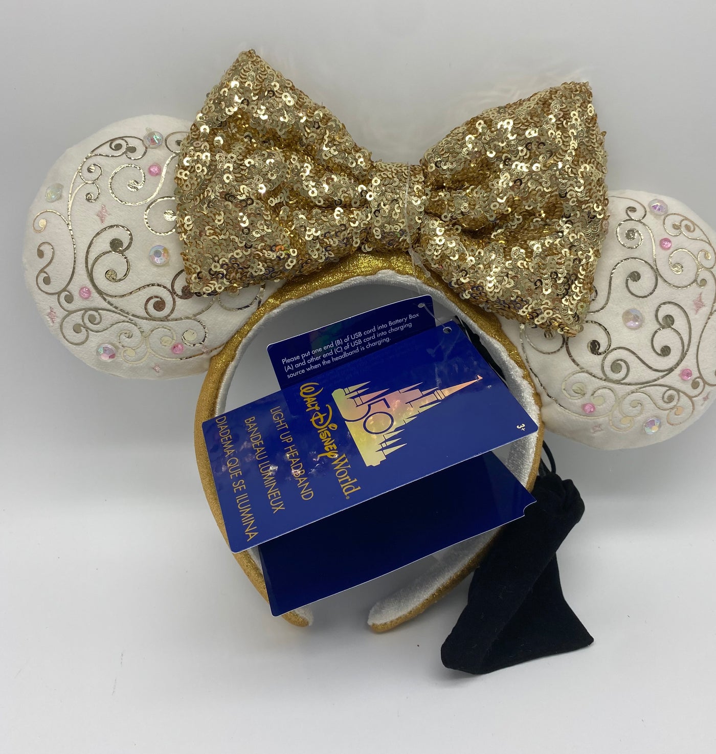 Disney Parks WDW 50th Magical Celebration Minnie Light Up Ear Headband New w Tag