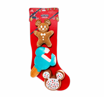 Disney Mickey Gingerbread Cookie Ice Cream Bar Holiday Dog Toy Set 3-Pc. New