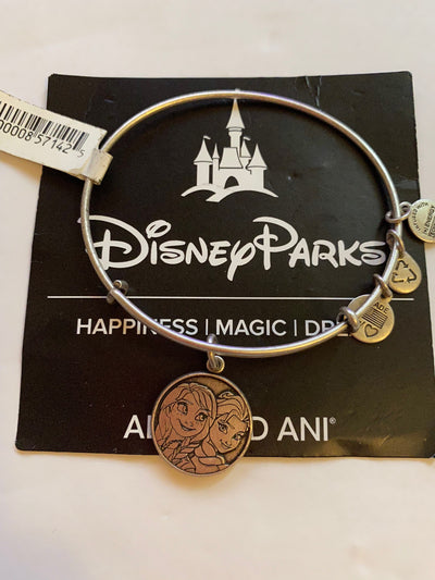 Disney Alex and Ani Parks Frozen Anna and Elsa Bangle Charm Silver finish new