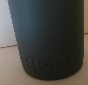 M&M's World Water Bottle With Silicone Sleeve Gray Nice For Travel Or Gift New