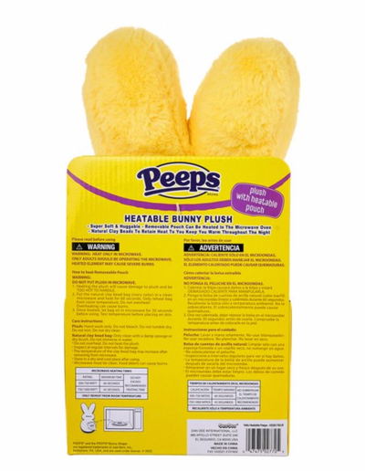 Peeps Easter Peep Bunny Heatable Yellow Plush New with Tag