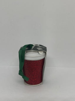 Starbucks Red Glitter Tumbler Ceramic Christmas Ornament New with Tag
