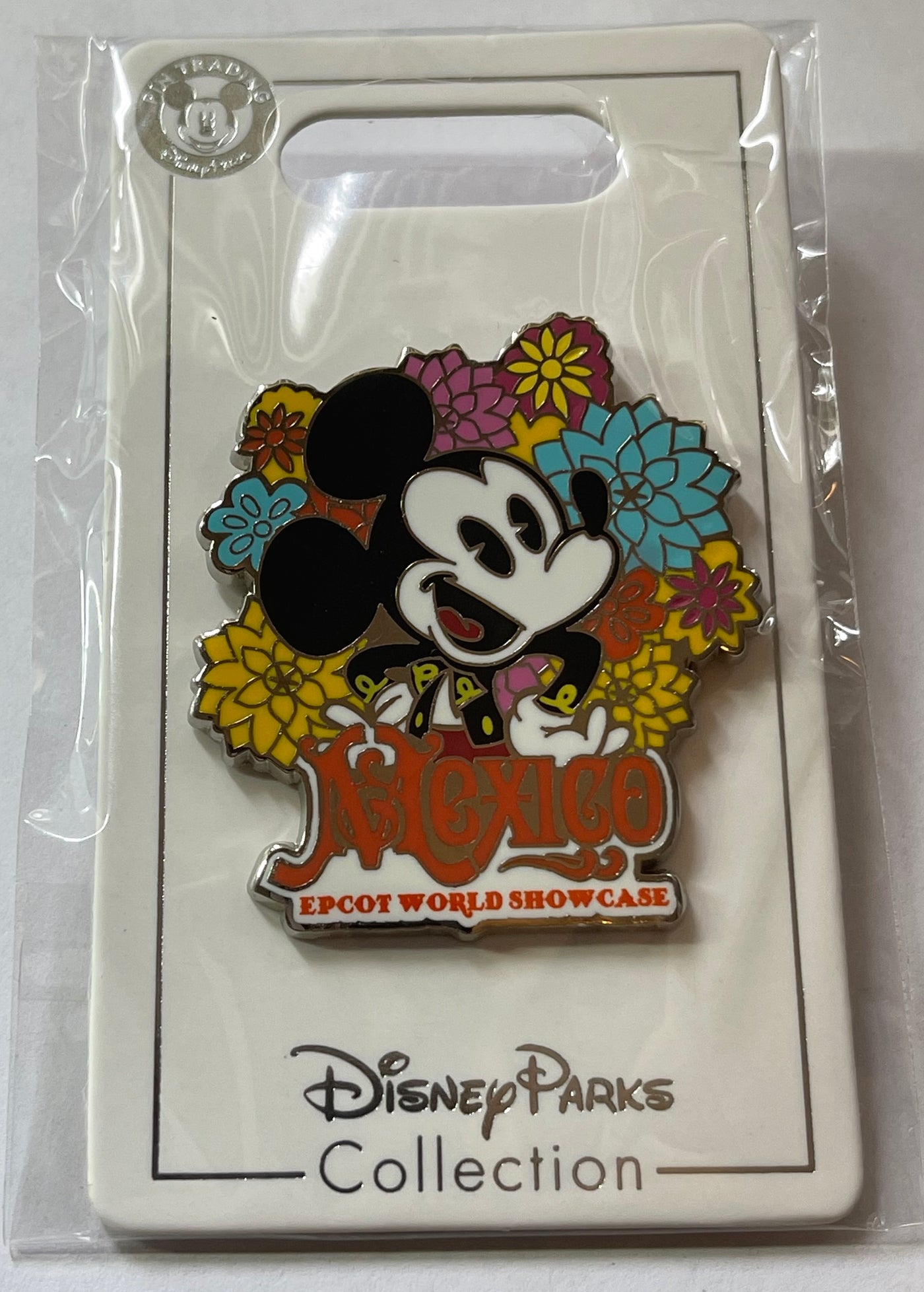 Disney Parks Epcot World Showcase Mexico Mickey Flowers Pin New with Card