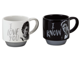 Hallmark Star Wars Han Solo and Princess Leia Love You Stacking Mugs Set New