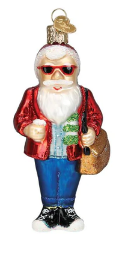 Old World Christmas Hipster Santa Glass Christmas Ornament New With Box