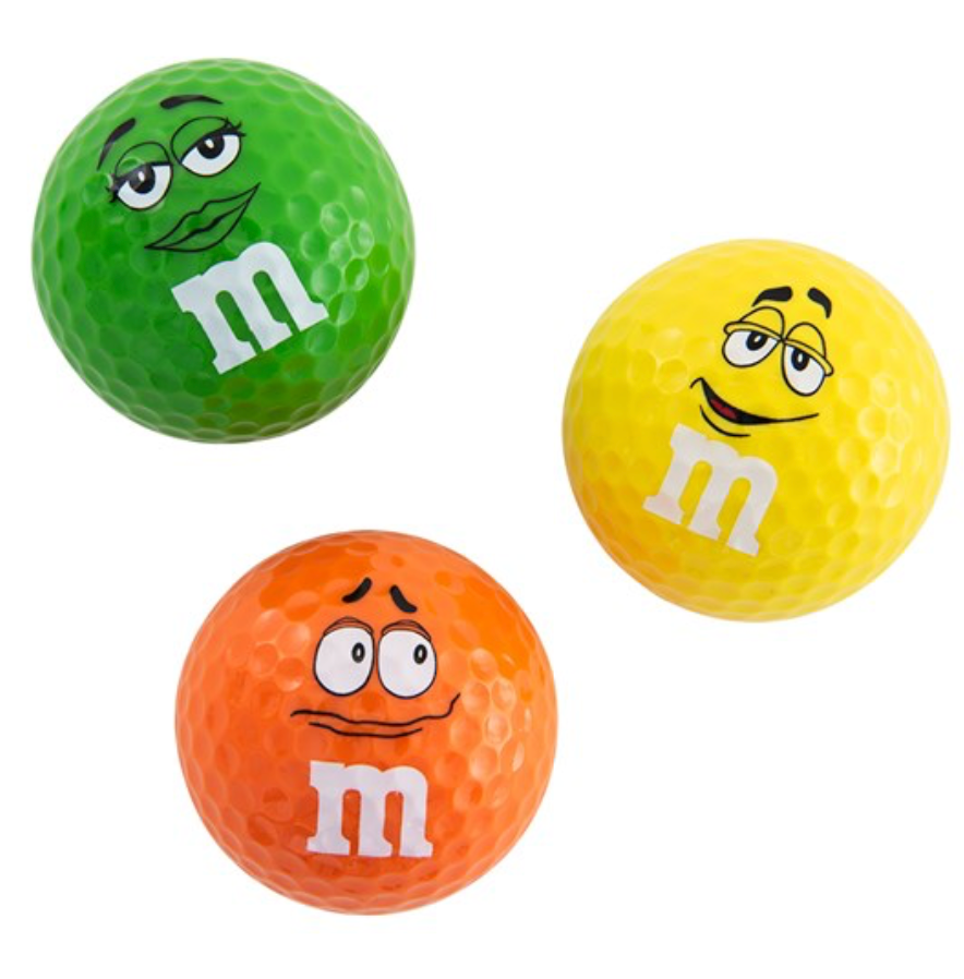 M&M's World Golf Ball Set of 3 Orange, Green, Yellow New