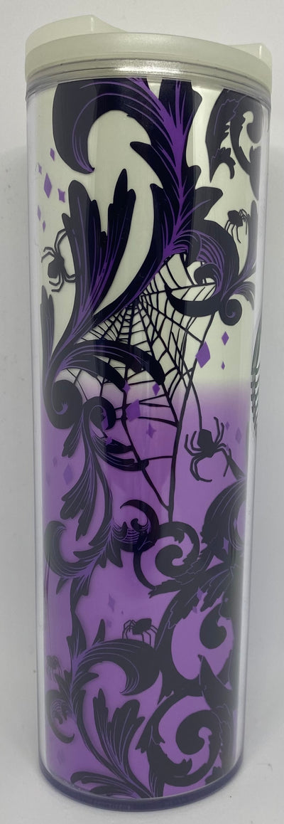 Starbucks Halloween 2021 Glow in the Dark Cup and Lid Purple Cat Web Spider New