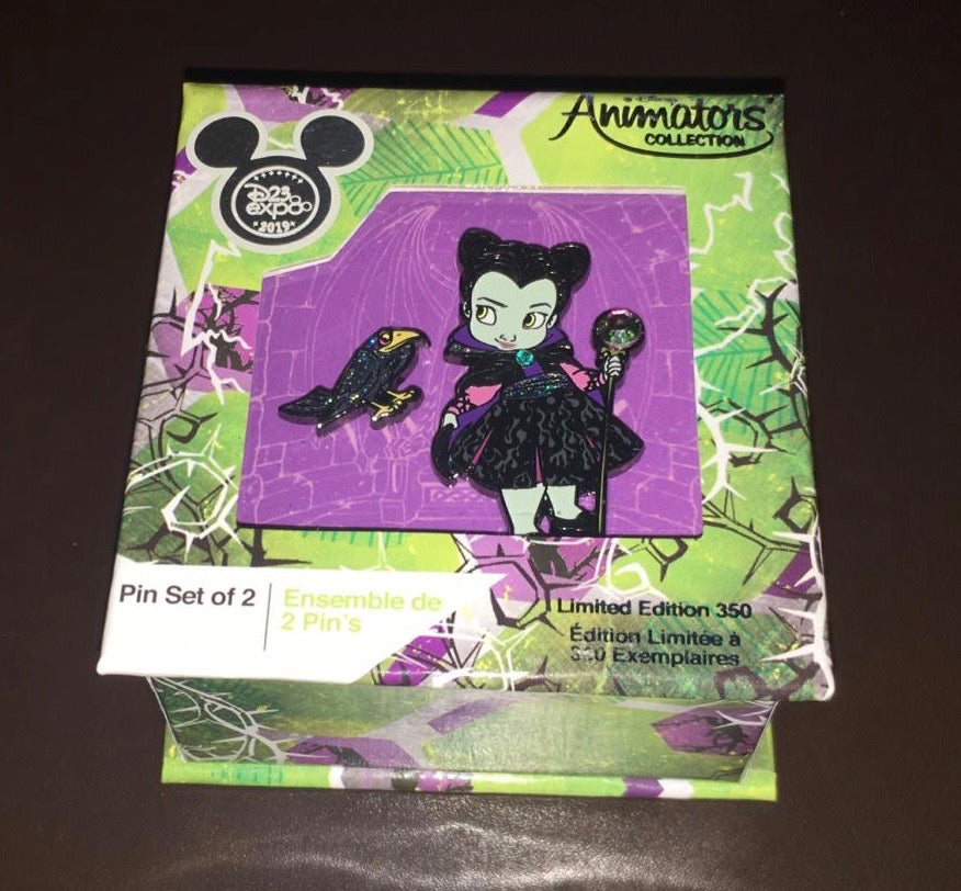 Disney D23 Expo 2019 Maleficent Animator Pin Set Limited of 350 New with Box