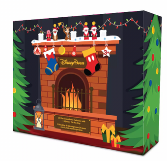 Disney Parks 24 Day Holiday Countdown Calendar Mystery Pin Set 2021 New