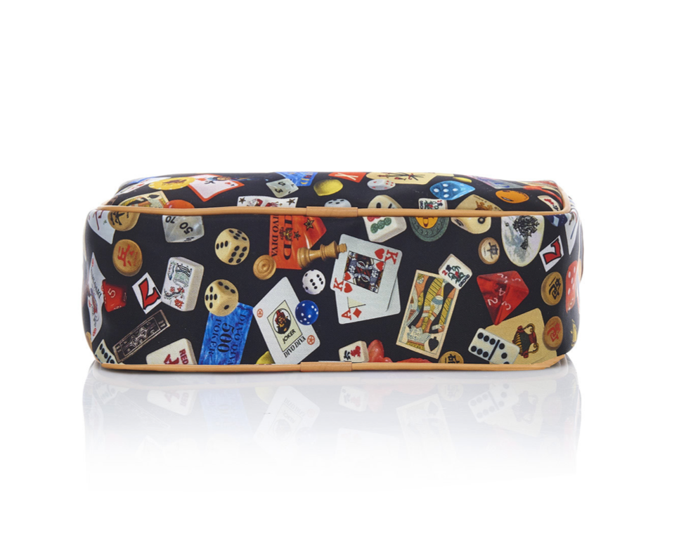 Las Vegas Life is a Game Dark Black Bag Crossbody Made in Italy Divo Diva New