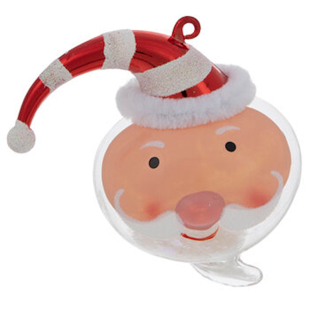 Robert Stanley Santa Head Shaker Glass Christmas Ornament New with Tag