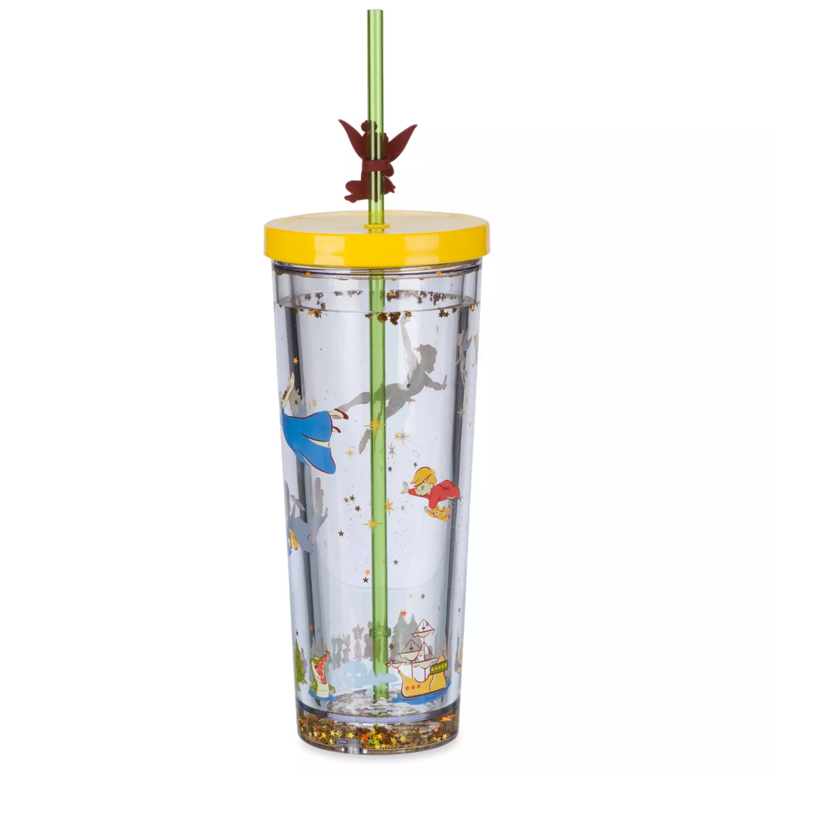 Disney 70th Peter Pan Tumbler Tinker Bell Charm With Straw New