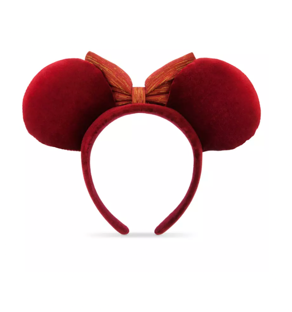 Disney Christmas Minnie Holiday Ear Headband with Bow Cranberry Red New with Tag