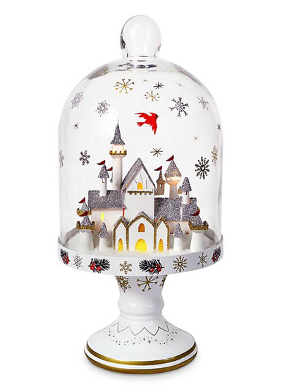 Disney Parks Mickey Minnie Fantasyland Castle Light-Up Holiday Snow Dome New Box