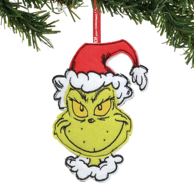Dr. Seuss Double Sided Grinch Felt Christmas Ornament New with Tags