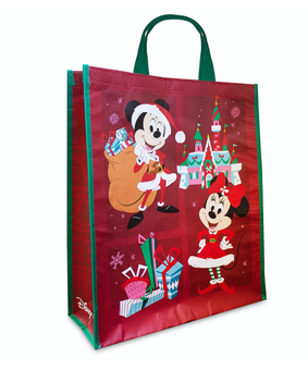 Disney Store Mickey and Minnie Christmas Holiday Reusable Tote Large New w Tag