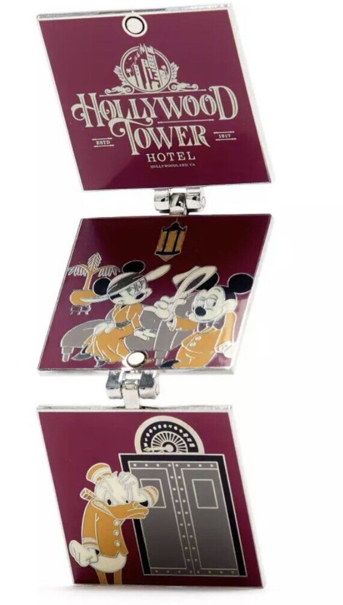 Disney Parks Hollywood Tower Hotel Mickey & Friends Folding Pin New With Card