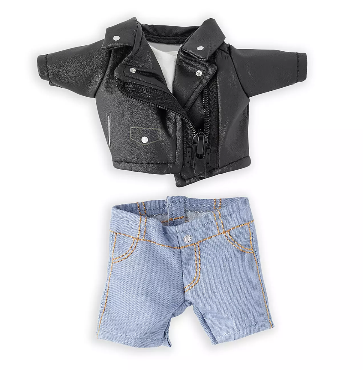 Disney NuiMOs Collection Outfit Black Faux Leather Jacket Denim Pants New Card