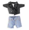 Disney NuiMOs Collection Outfit Black Faux Leather Jacket Denim Pants New Card