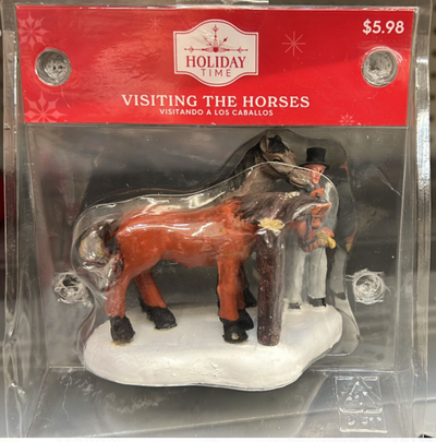 Holiday Time Visiting The Horses Christmas Figurine New With Box