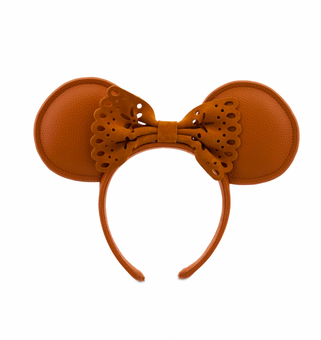 Disney Parks Fall Orange Suede Minnie Bow Ear Headband New with Tags
