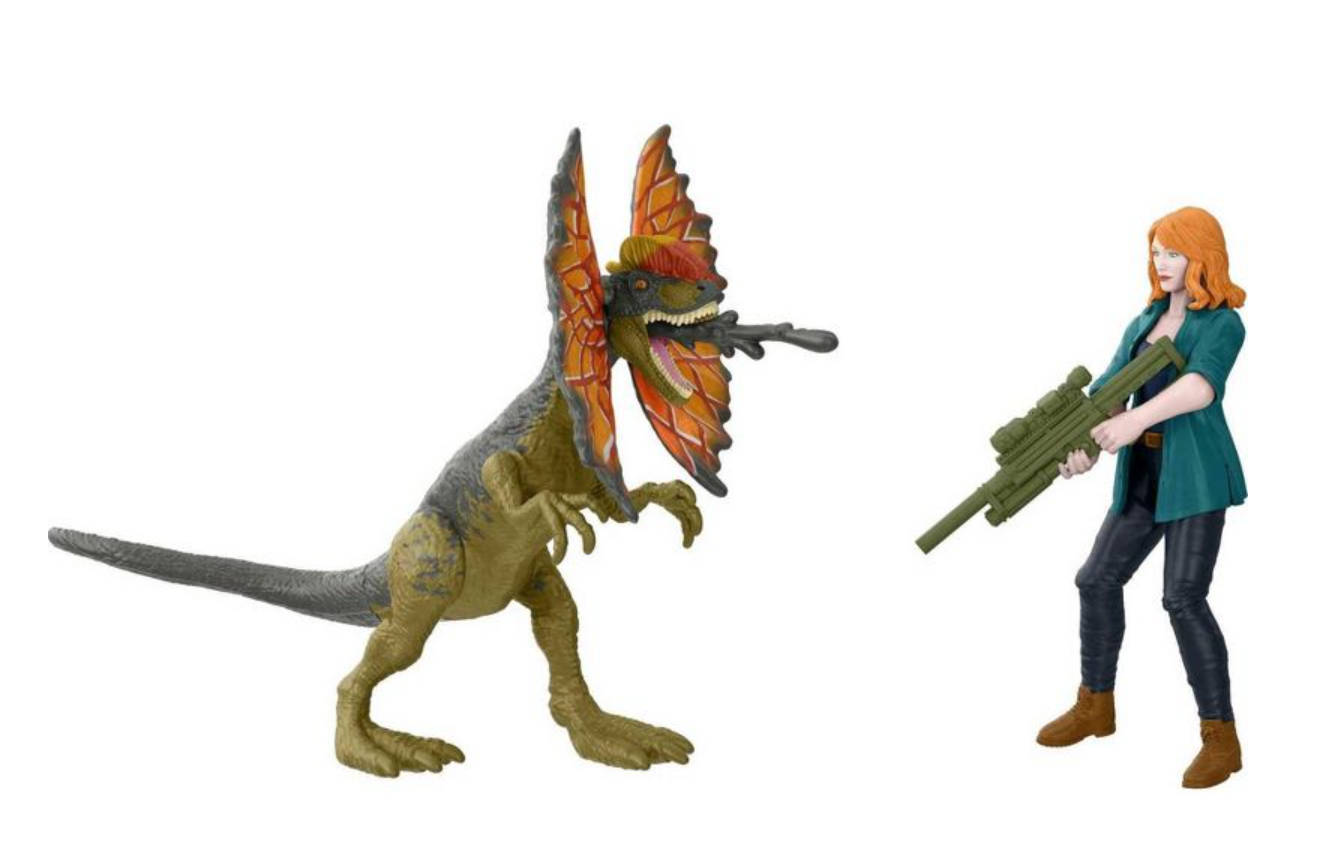 Jurassic World Dominion Claire & Dilophosaurus Dinosaur Figure Toy New With Box
