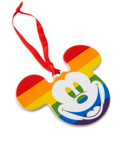 Disney Parks Rainbow Collection Mickey Icon Face Christmas Ornament New with Tag