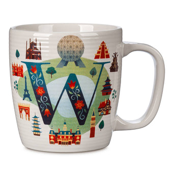 Disney Parks ABC Letters W is for Epcot World Showcase Ceramic Coffee Mug New