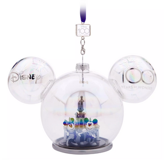 Disney Disney 100 Disneyland Mickey and Minnie Icon Glass Ornament New with Tag